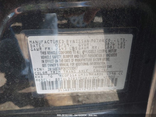 Nissan SENTRA SV 2019 3N1AB7AP0KY293347 Image 9