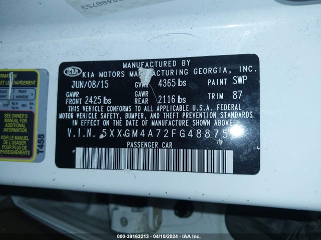 5XXGM4A72FG488753 KIA Optima Lx
