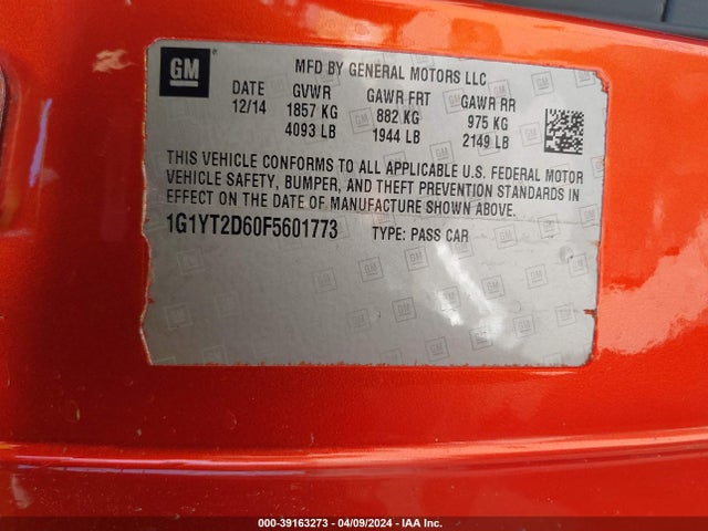 Chevrolet Corvette Z06 2015 1G1YT2D60F5601773 Image 9