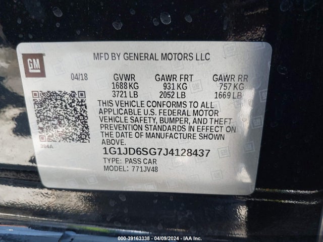 Chevrolet Sonic Lt Auto 2018 1G1JD6SG7J4128437 Image 9