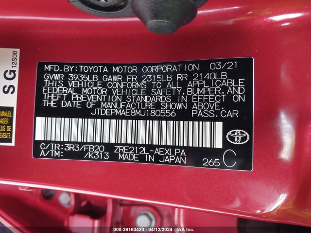 Toyota COROLLA LE 2021 JTDEPMAE8MJ180556 Image 9