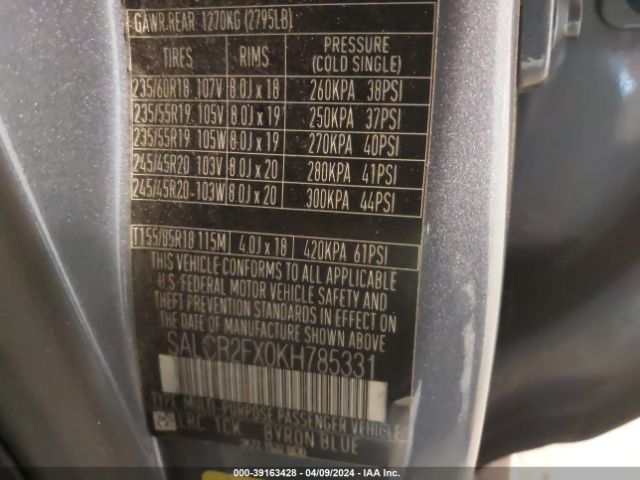 SALCR2FX0KH785331 Land Rover Discovery Sport Hse/landmark Edition