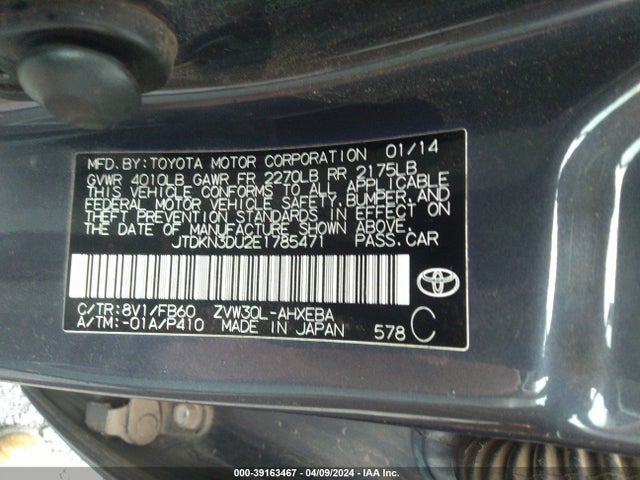 Toyota Prius Five/four/three/two 2014 JTDKN3DU2E1785471 Image 9