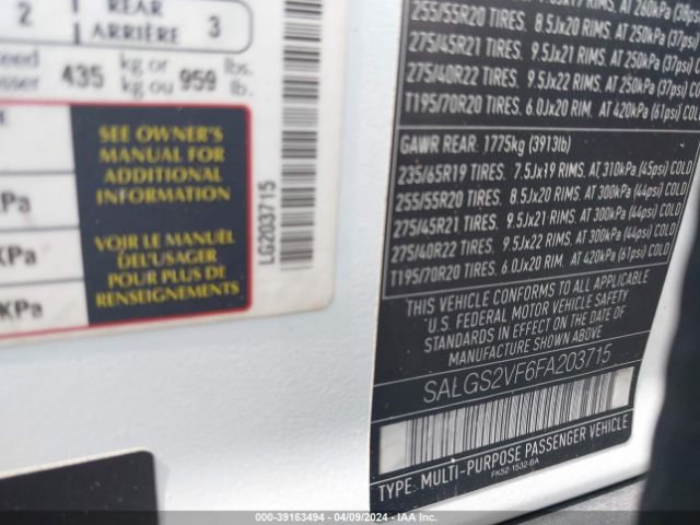SALGS2VF6FA203715 Land Rover Range Rover 3.0l V6 Supercharged Hse