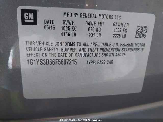 Chevrolet Corvette Z06 2015 1G1YS3D66F5607215 Image 9