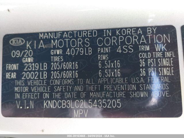 KNDCB3LC2L5435205 KIA NIRO LX