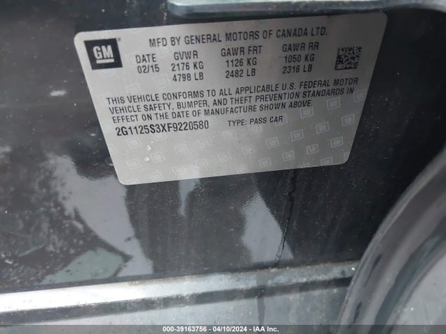 Chevrolet Impala 2lt 2015 2G1125S3XF9220580 Image 9