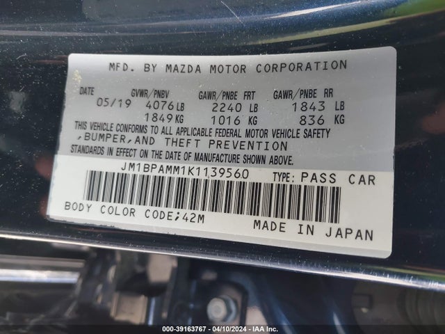 Mazda Mazda3 Preferred Package 2019 JM1BPAMM1K1139560 Image 9