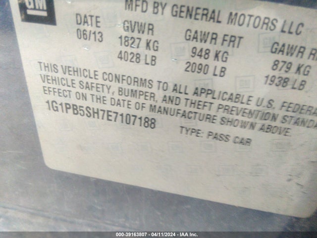 Chevrolet CRUZE LS 2014 1G1PB5SH7E7107188 Image 9
