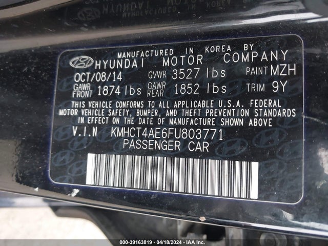 Hyundai ACCENT GLS 2015 KMHCT4AE6FU803771 Image 9