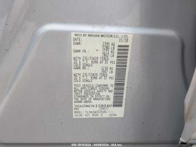 Nissan Murano Platinum 2018 5N1AZ2MH2JN158040 Image 9