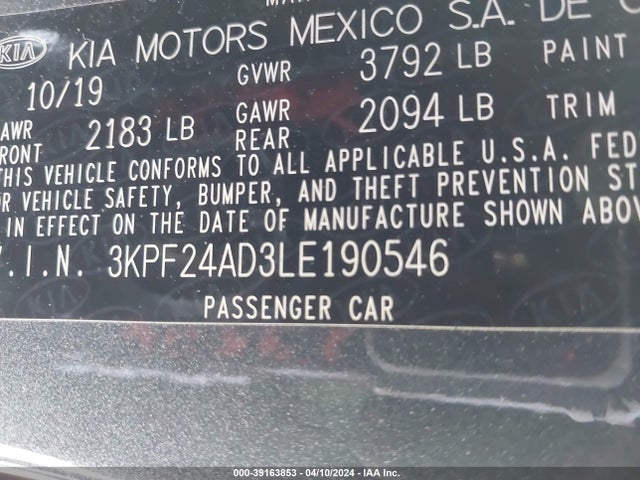KIA Forte Lxs 2020 3KPF24AD3LE190546 Image 9