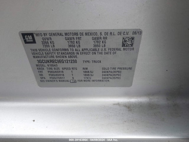 Chevrolet Silverado 1500 2lt 2014 3GCUKREC9EG121230 Image 9