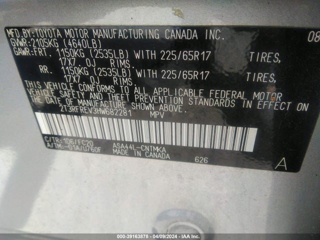 Toyota Rav4 Xle 2017 2T3RFREV3HW682281 Image 9