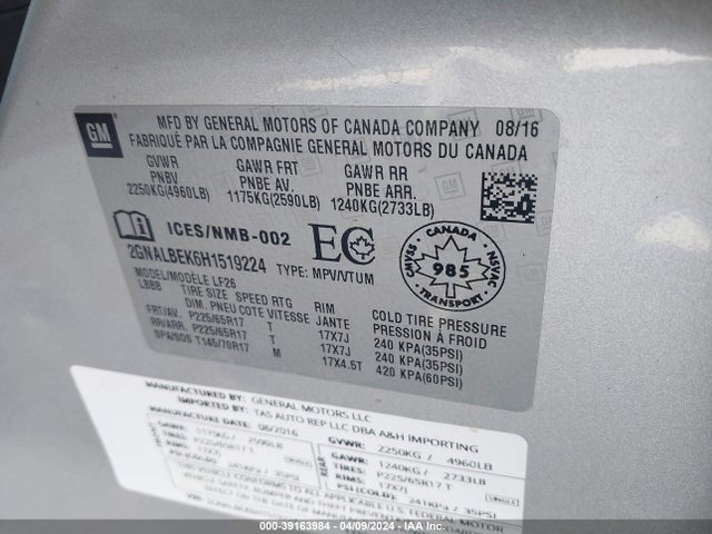 Chevrolet EQUINOX LS 2017 2GNALBEK6H1519224 Image 9