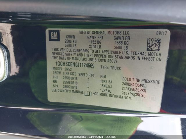 1GCHSCEN0J1124669 Chevrolet Colorado Lt