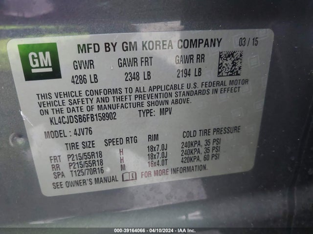 Buick Encore Premium 2015 KL4CJDSB6FB158902 Image 9