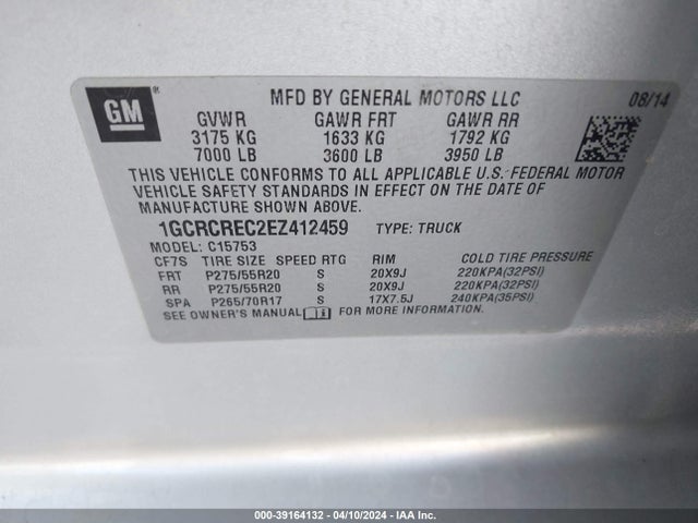 Chevrolet Silverado 1500 1lt 2014 1GCRCREC2EZ412459 Image 9