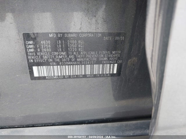 4S3BWAN69L3034757 Subaru Legacy Limited