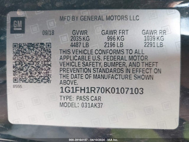 Chevrolet CAMARO 2SS 2019 1G1FH1R70K0107103 Image 9