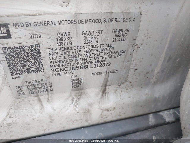 Chevrolet Trax Awd Ls 2020 3GNCJNSB6LL112872 Image 9