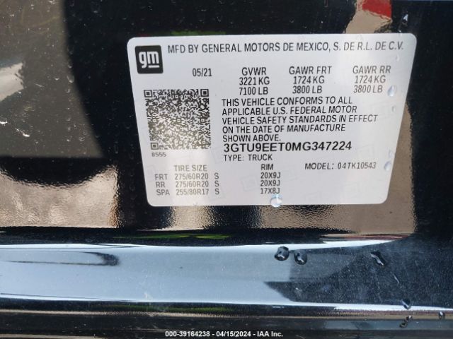 3GTU9EET0MG347224 GMC Sierra 1500 4wd  Short Box At4