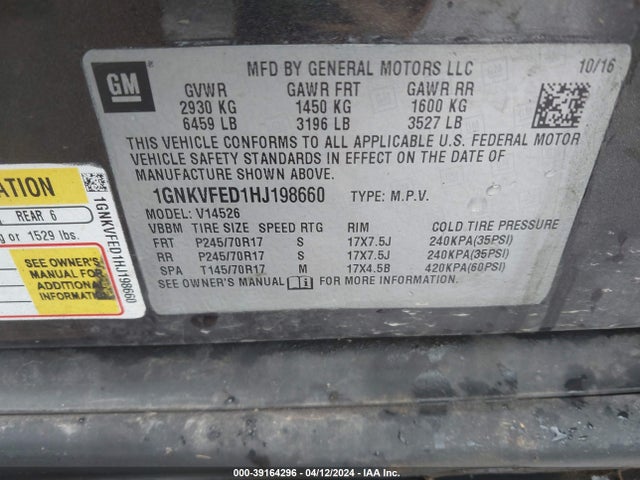 Chevrolet Traverse Ls 2017 1GNKVFED1HJ198660 Image 9