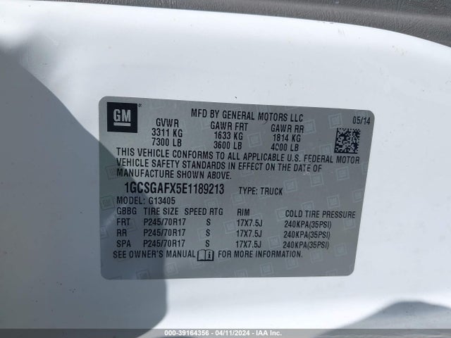 Chevrolet Express 1500 Work Van 2014 1GCSGAFX5E1189213 Image 9