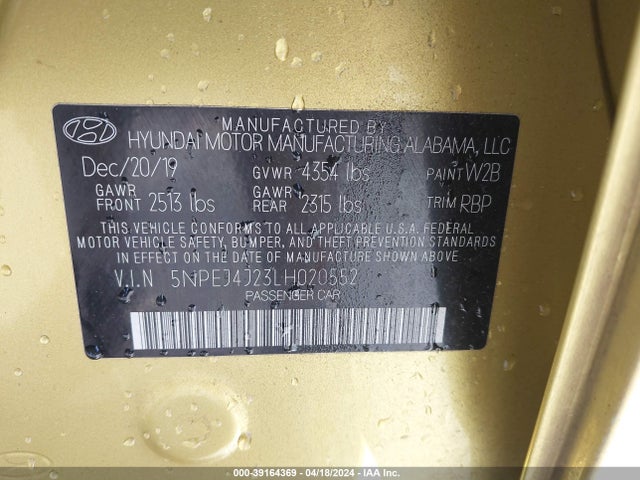Hyundai Sonata Sel Plus 2020 5NPEJ4J23LH020552 Image 9