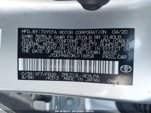 Toyota COROLLA LE 2021 JTDEPMAE0MJ118858 Image 9