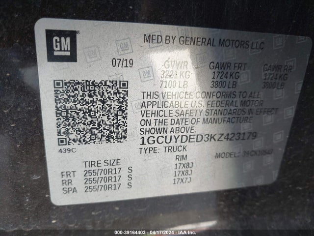 Chevrolet Silverado 1500 Lt 2019 1GCUYDED3KZ423179 Image 9