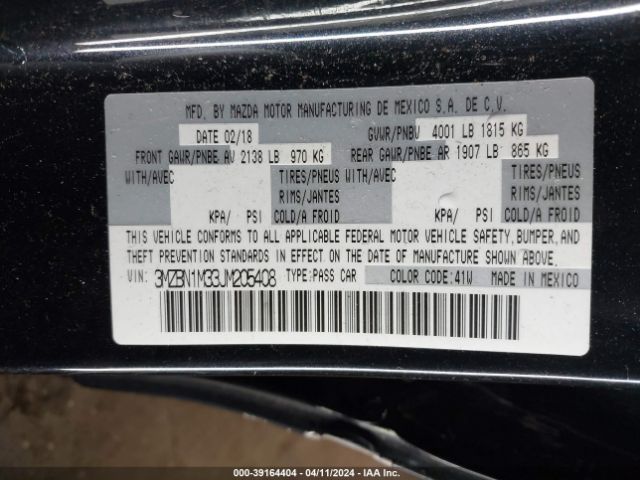 3MZBN1M33JM205408 Mazda Mazda3 Grand Touring