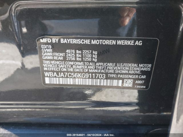 WBAJA7C56KG911703 BMW 530i Xdrive