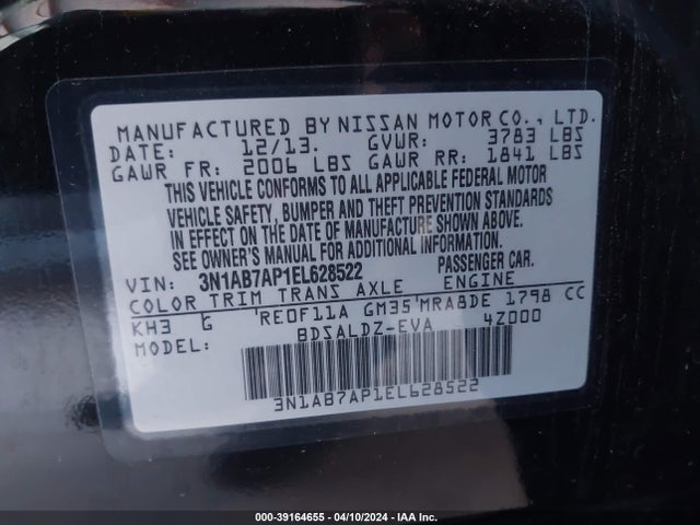 Nissan SENTRA SV 2014 3N1AB7AP1EL628522 Image 9