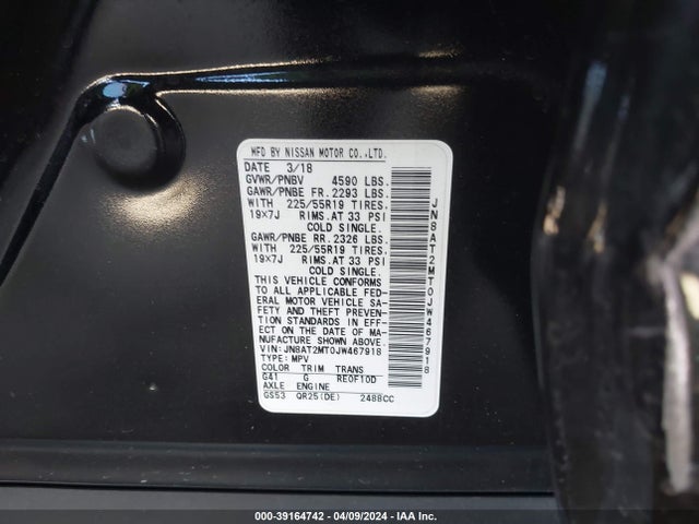 Nissan Rogue Sl 2018 JN8AT2MT0JW467918 Image 9