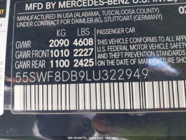 55SWF8DB9LU322949 Mercedes-Benz C 300