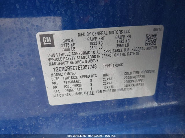 Chevrolet Silverado 1500 1lt 2014 1GCRCREC7EZ357748 Image 9