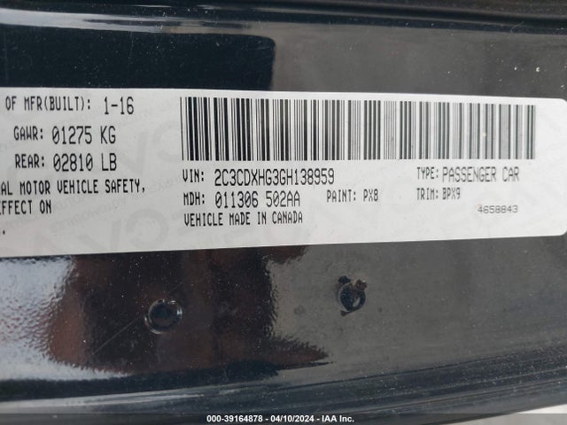 Dodge Charger Sxt 2016 2C3CDXHG3GH138959 Image 9
