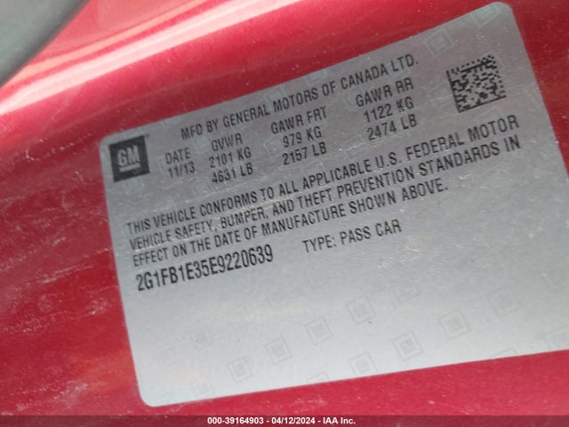 Chevrolet Camaro 1lt 2014 2G1FB1E35E9220639 Image 9