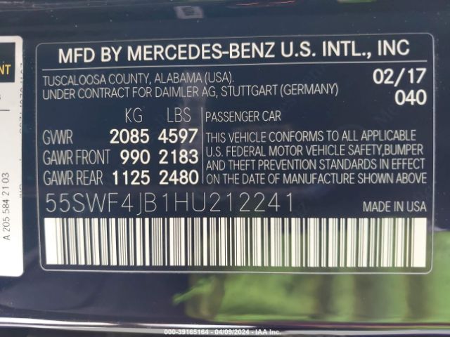 55SWF4JB1HU212241 Mercedes-Benz C 300 Luxury/sport