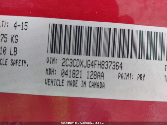 Dodge Charger Sxt 2015 2C3CDXJG4FH837364 Image 9