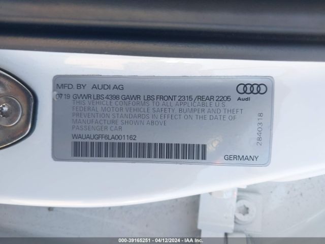 WAUAUGFF6LA001162 Audi A3 Premium 40 Tfsi Front-wheel Drive S Tronic