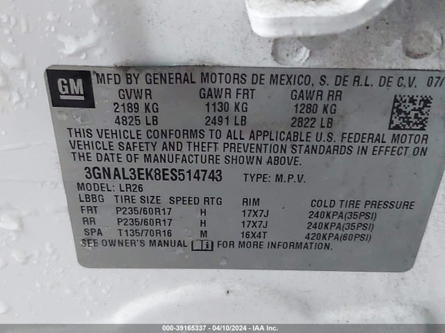 Chevrolet Captiva Sport Lt 2014 3GNAL3EK8ES514743 Image 9