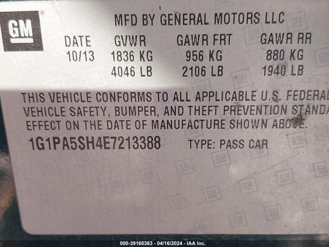 Chevrolet Cruze Ls Auto 2014 1G1PA5SH4E7213388 Image 9