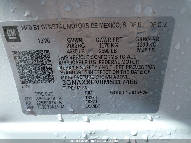 Chevrolet Equinox Awd Premier 2021 3GNAXXEV0MS117466 Image 9