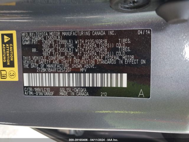 2T2BK1BAXFC257207 Lexus RX 350