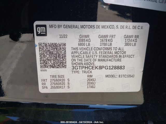 3GTPHCEK8PG128883 GMC SIERRA 1500