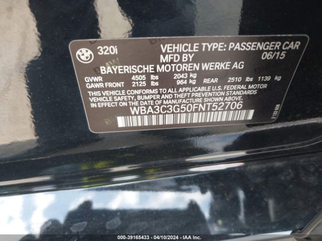 WBA3C3G50FNT52706 BMW 320i Xdrive
