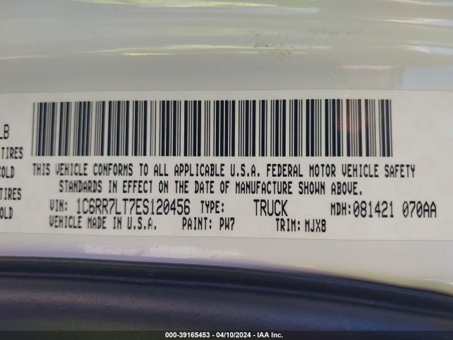 RAM 1500 Big Horn 2014 1C6RR7LT7ES120456 Image 9