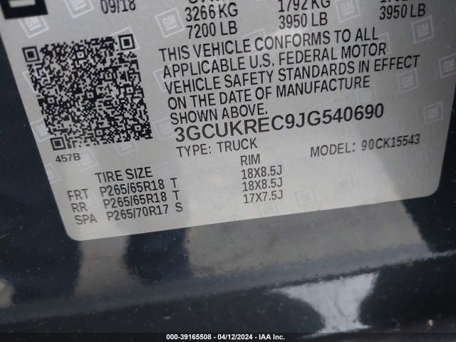 Chevrolet Silverado 1500 2lt 2018 3GCUKREC9JG540690 Image 9